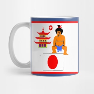 Sporty Japan Design on Blue Background Mug
